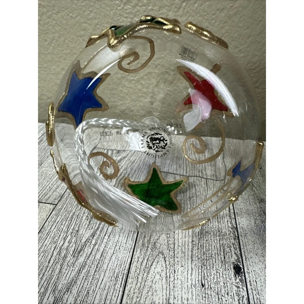Lamplight Farms‎ Multicolor Star Design Small Glass Oil Table Lamp 4 1/2